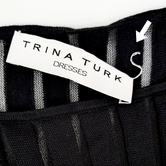 Trina Turk Black Sweater Knit Dress Mini Pima Cotton Mesh Dolman Sleeve LBD M - Picture 13 of 16